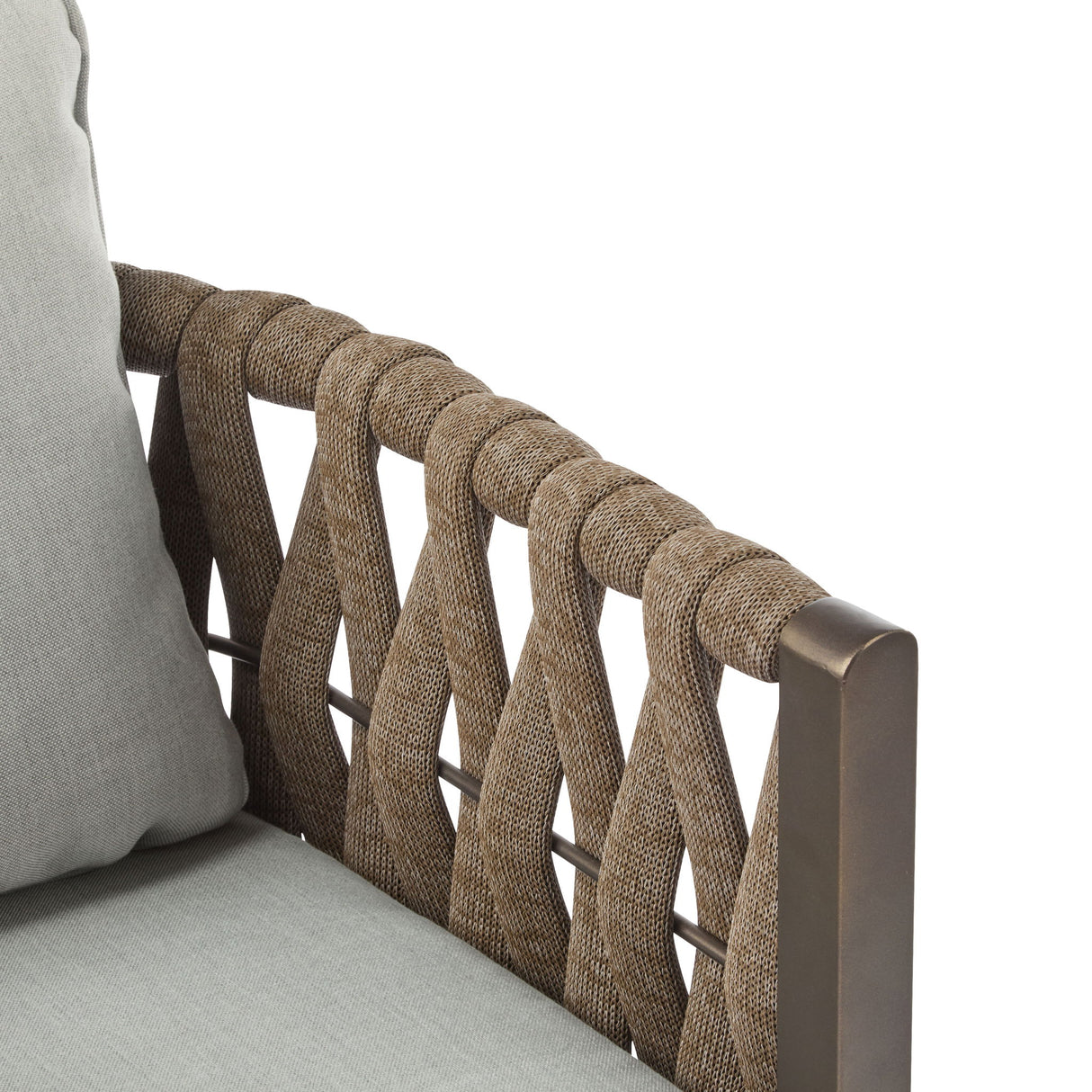 2 Pieces Outdoor Metal Patio Club Chair, Patio Furniture Arm Chair With Cushion, Modern Outdoor Furniture Deep Seating For Porch, Garden, Backyard, Balcony - Brown / Light Gray