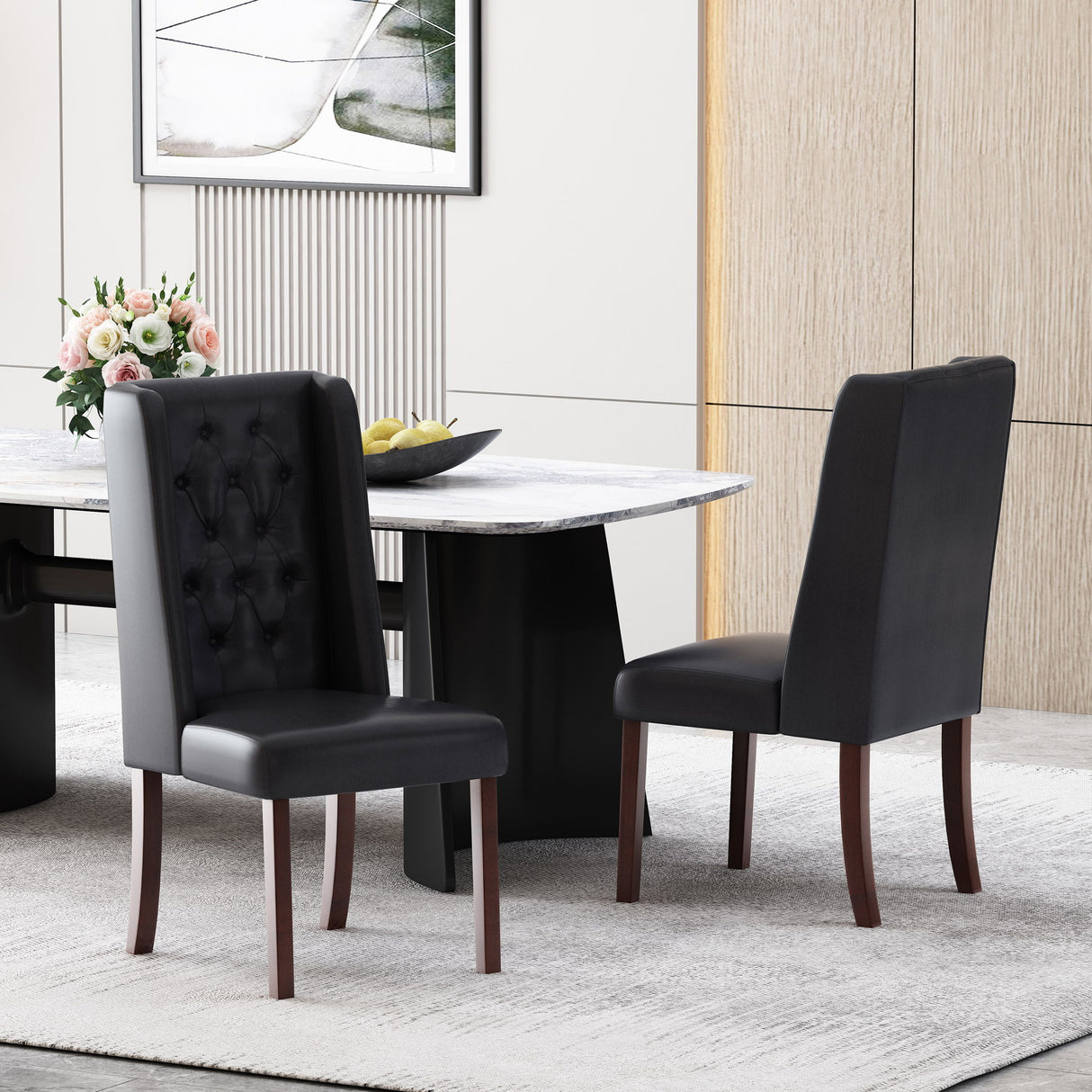 Sophisticated Tufted Dining Chair With High Back Design