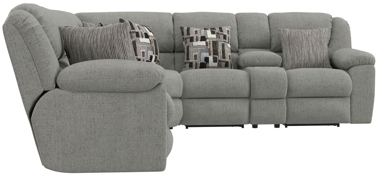 Quinn - 3 Piece Reclining Sectional With 4 Reclining Seats, Storage Arms, Storage Console With Lights, And Drop Down Table - Nature