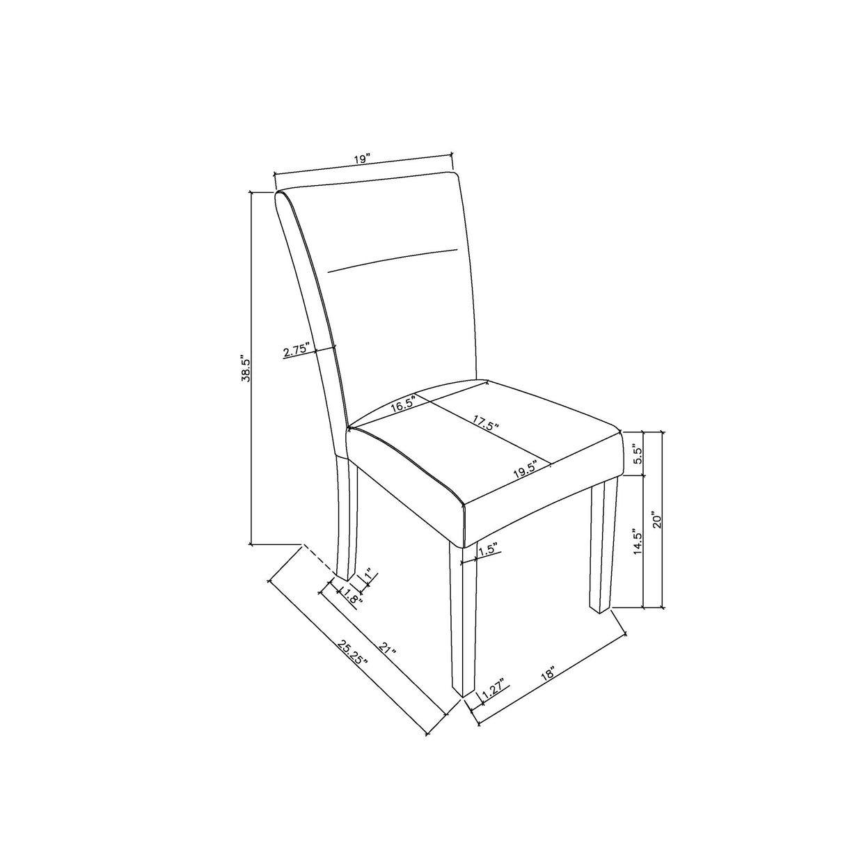 Olga - Dining Chair Set (Set of 2) - Charcoal Black