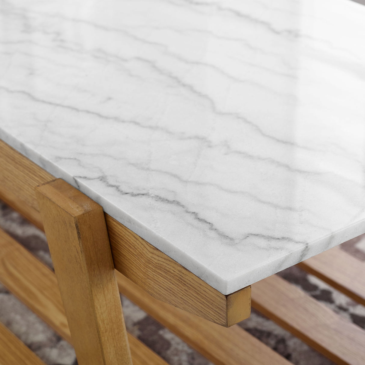 Celeste - White Marble Top Coffee Table - Brown