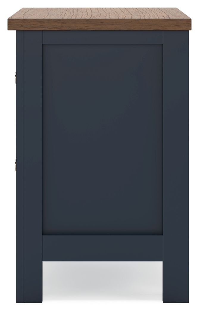 Landocken - Two Drawer Night Stand - Brown / Blue