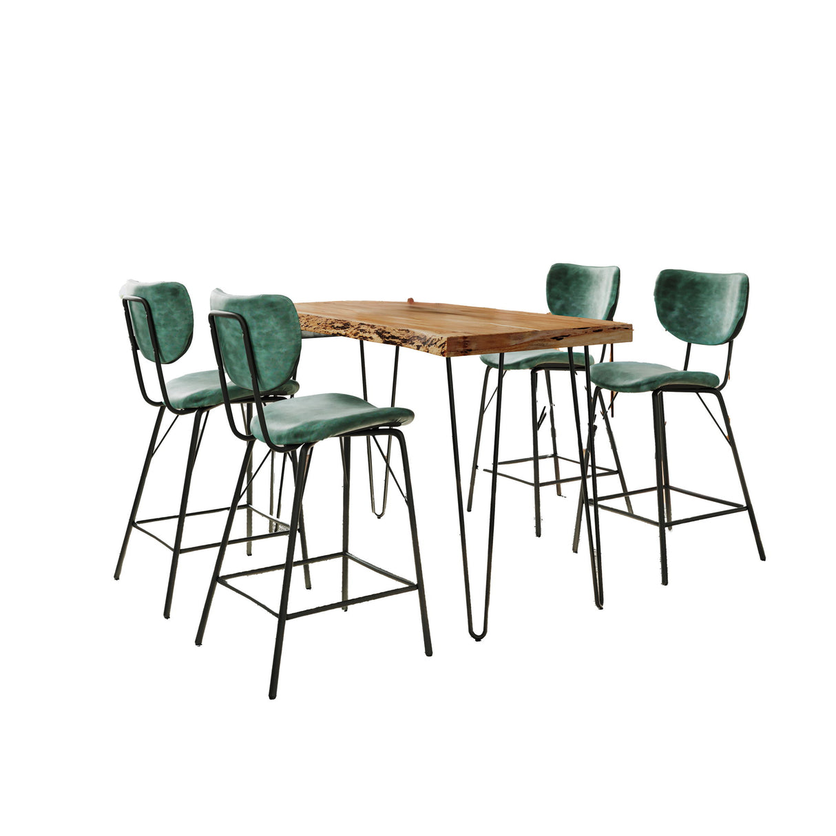 Nature's Edge - 5 Piece Counter Set With Modern Barstools - Natural