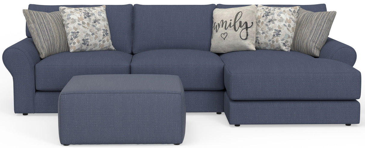 Cape May - Sofa Chaise With Comfort Coil Seating, 41" Cocktail Ottoman And 5 Accent Pillows Included