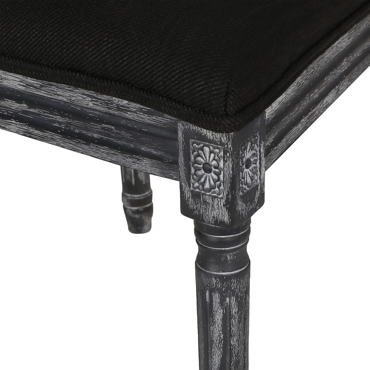 French Country Dining Chair With Rectangular Cane Backrest And Smooth Upholstered Seating