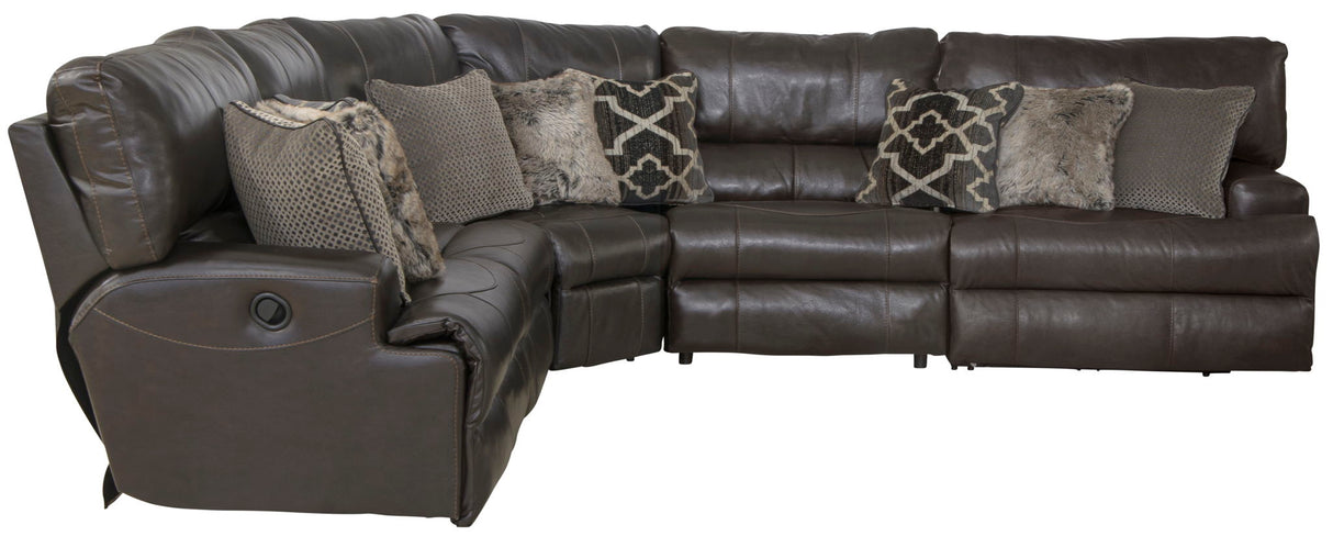 Como - 5 Piece Italian Leather Match Reclining Sectional