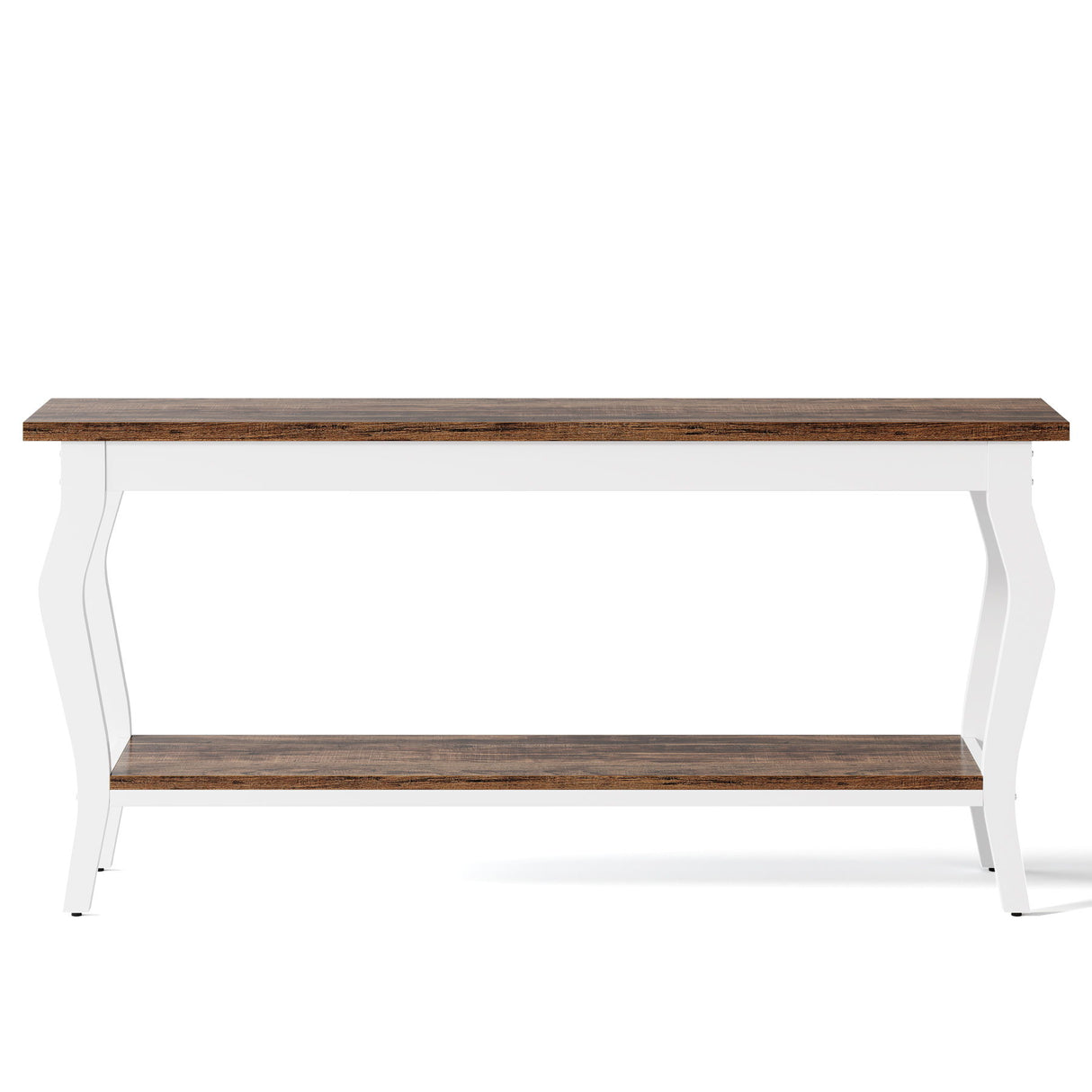 Console Table With Design, Extra Long Sofa Table For Living Entryway - Brown / White