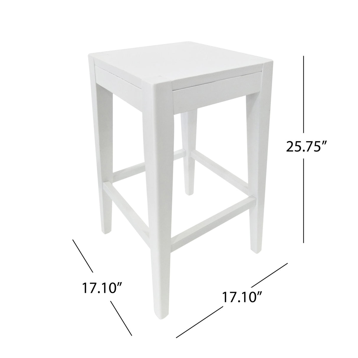 Counter Barstool (Set of 2), Rubber Wood - White