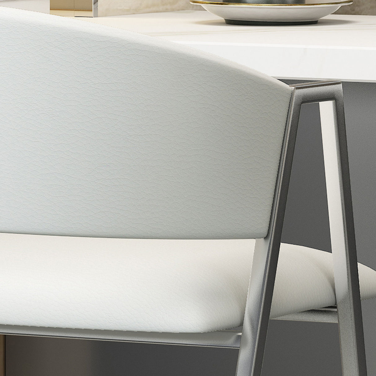 Modern Bar Stools With Low Back And Arms And Durable Metal Frame (Set of 2) - Ivory