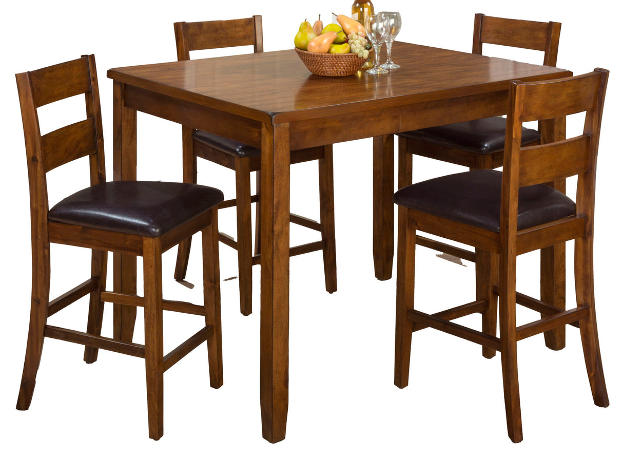 Rustic Brown - Plantation Counter 5 Piece Dining Set - Light Brown / Dark Brown