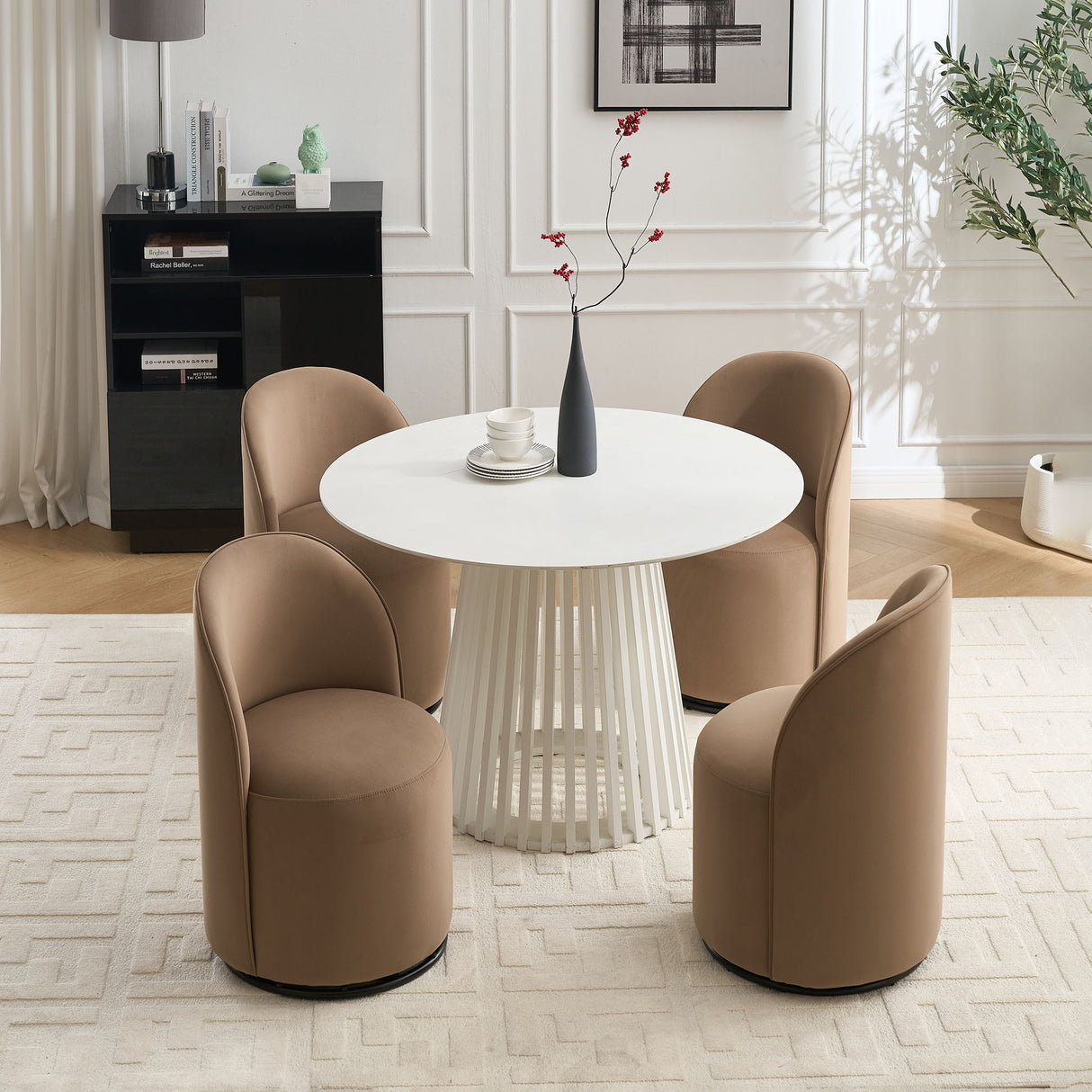 360 Degree Swivel Armless Dining Barrel Chair