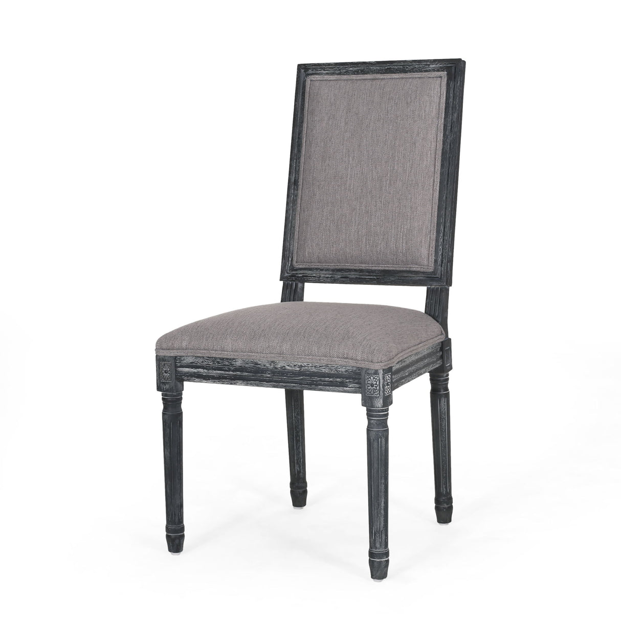 French Country Style Dining Chair With Upholstered Seating And Fluted Legs