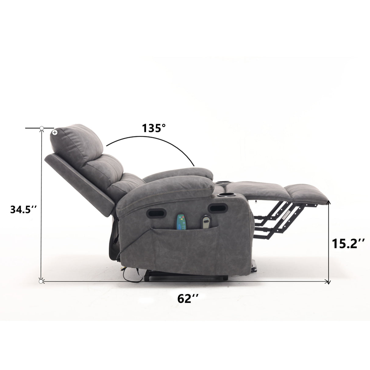 Cozy Electric Power Lift Recliner Chair Sofa For Elderly With Vibration Massage And Lumbar Heat
