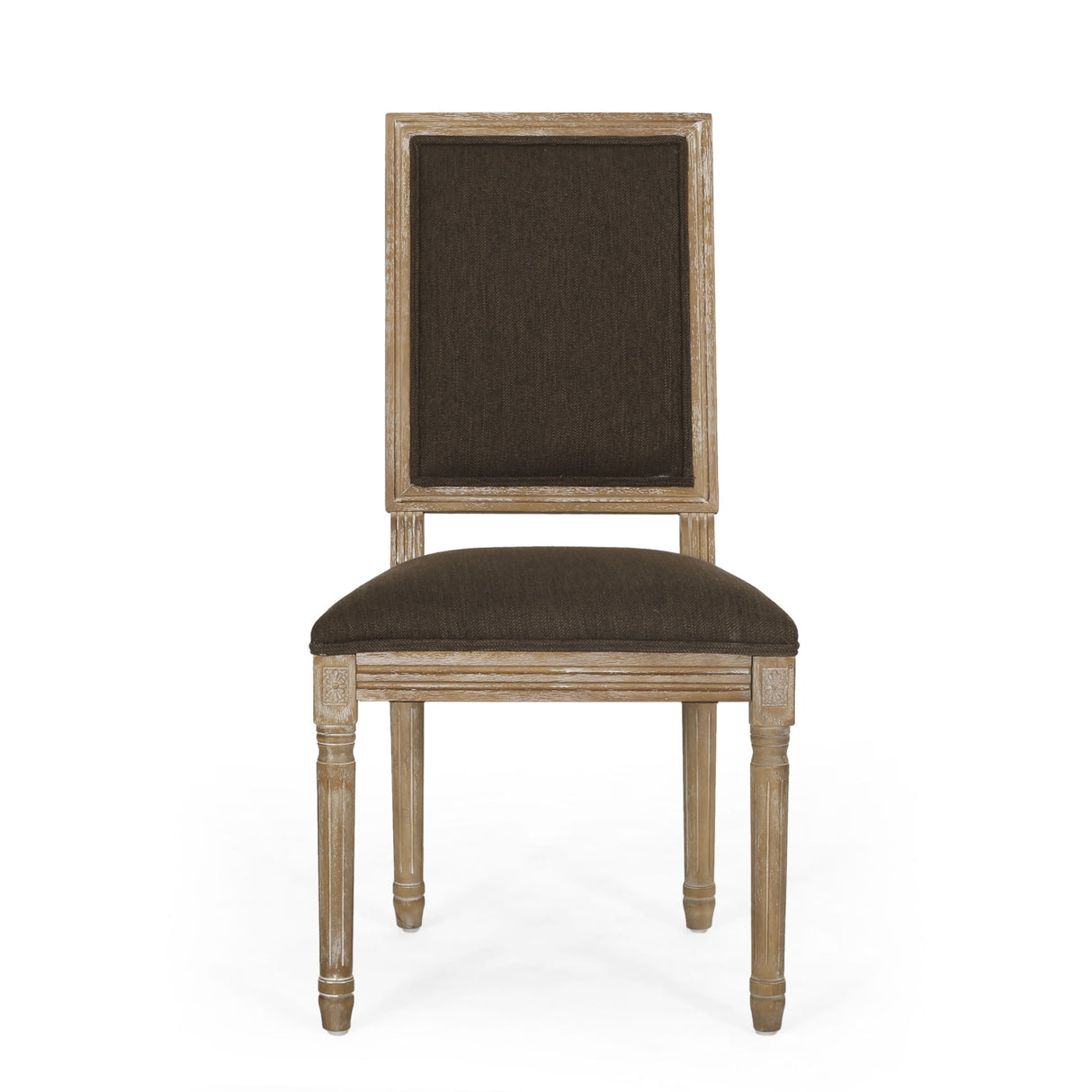 French Country Style Dining Chair With Upholstered Seating And Fluted Legs