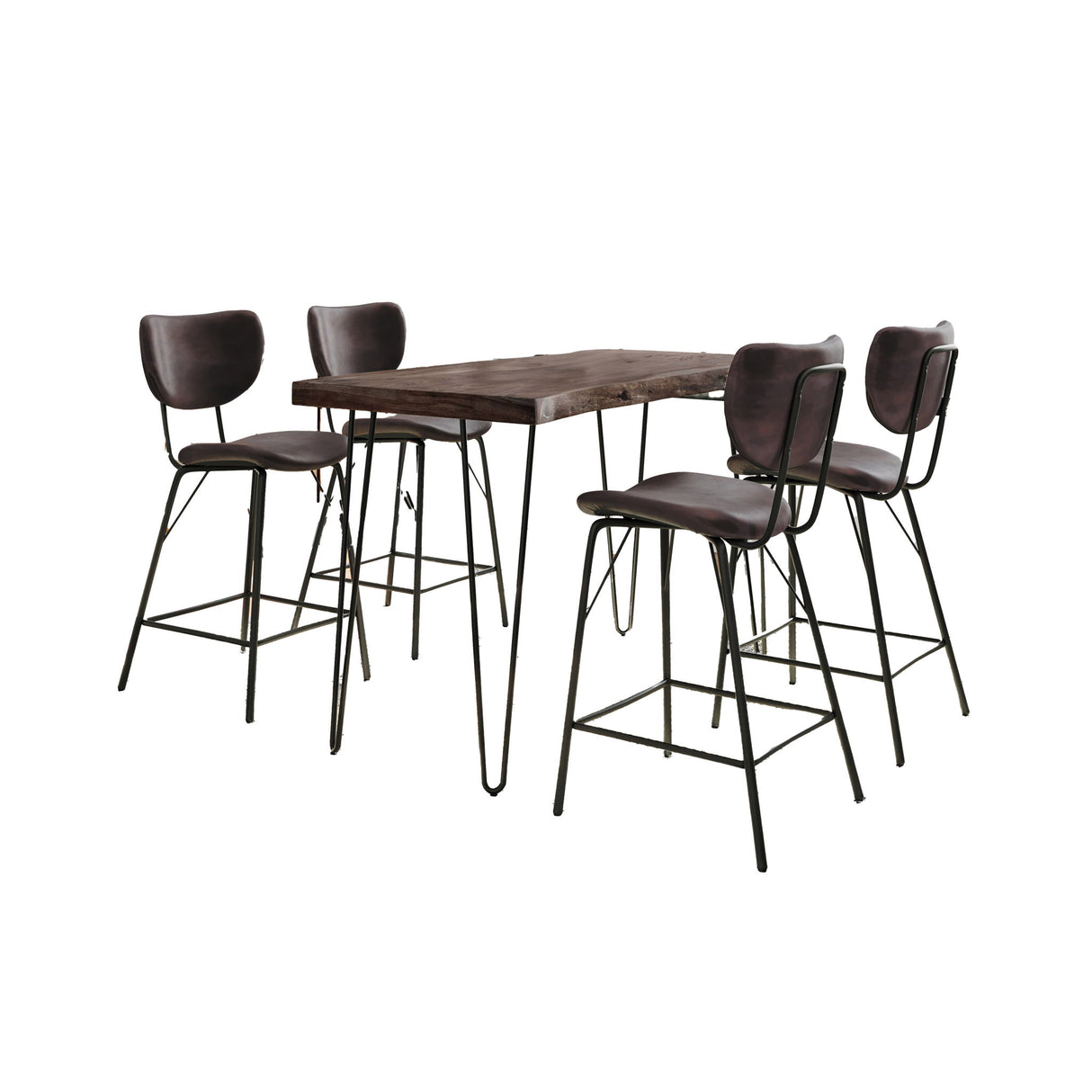 Nature's Edge - 5 Piece Counter Set With Modern Barstools - Slate
