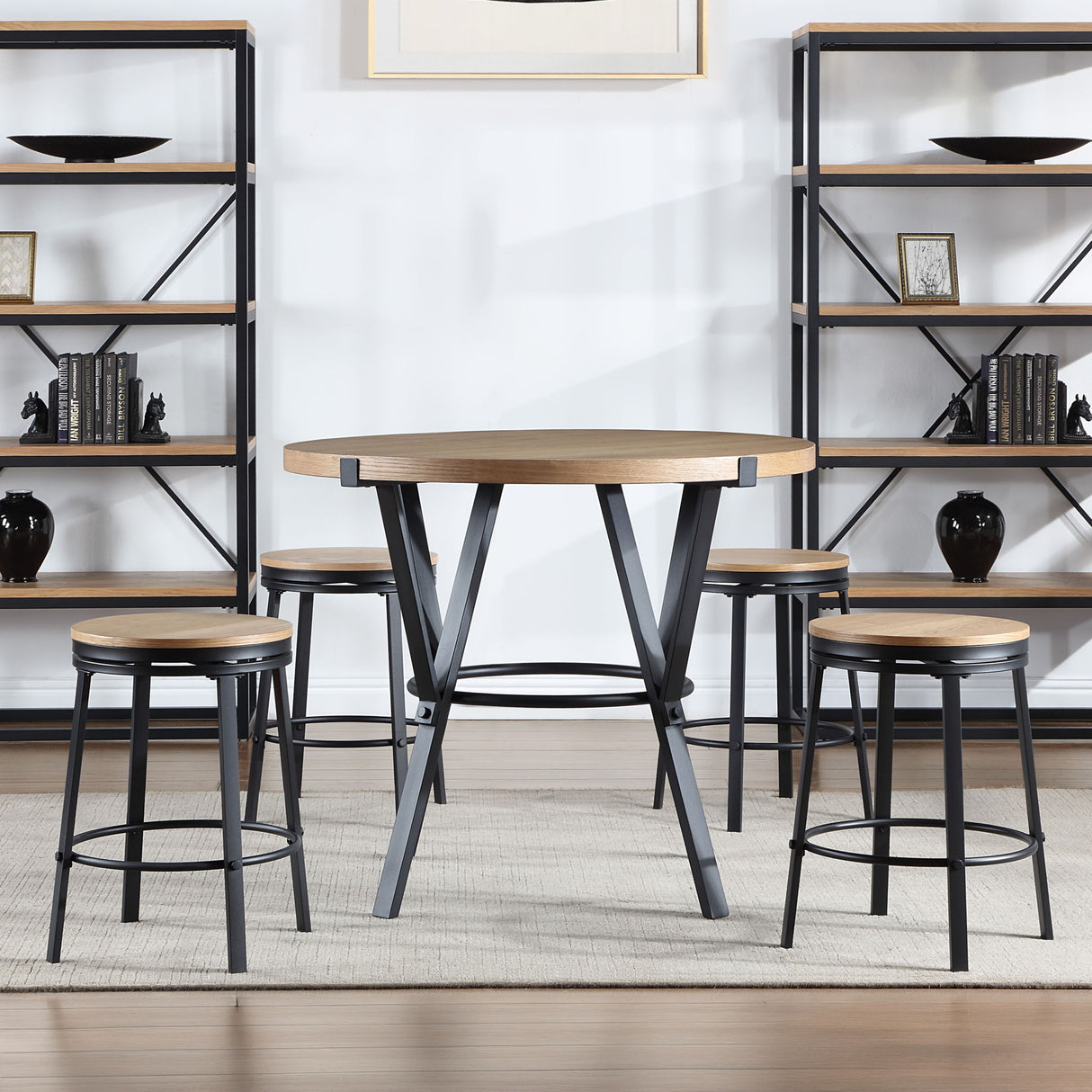 Magnolia - 5 Piece Counter Dining Set - Light Brown