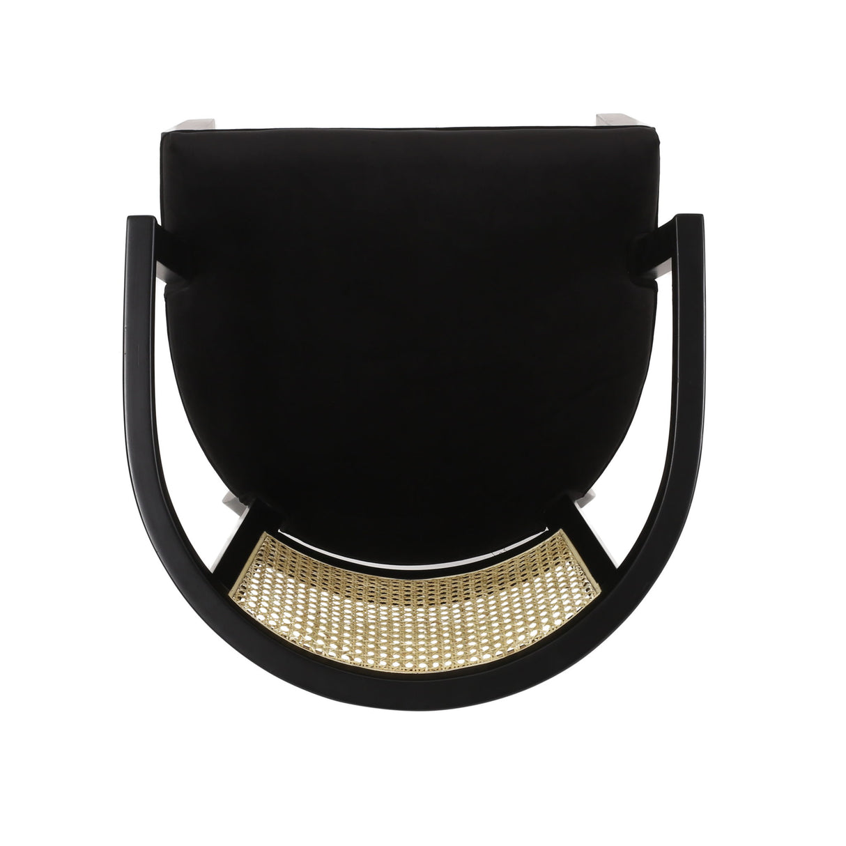 Elegant Dining Chair With Cane Web Backrests And Velvet Upholstery