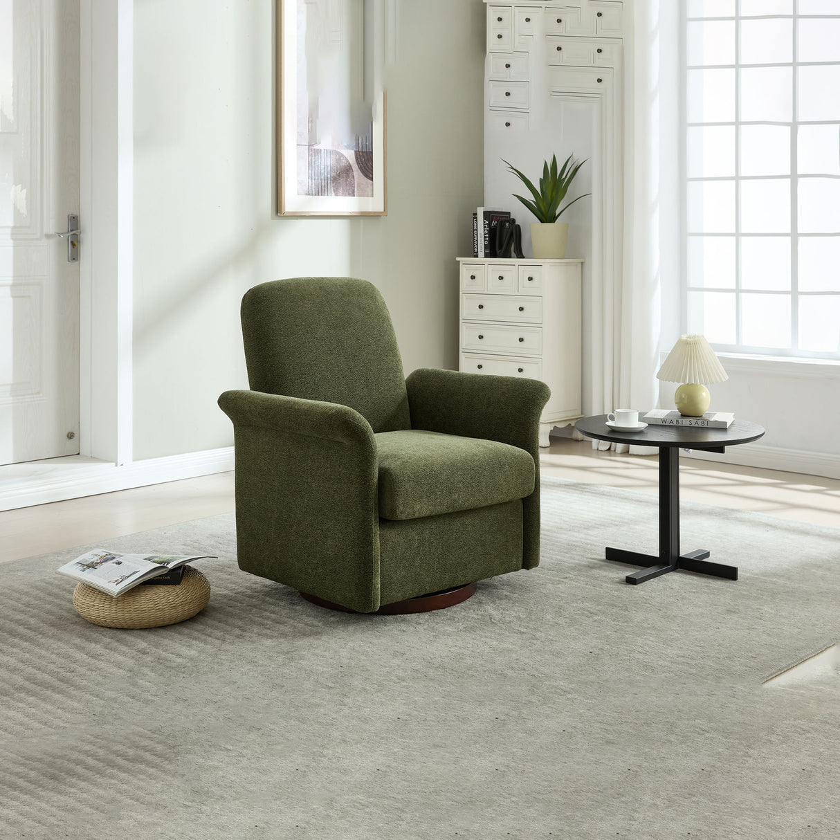 Modern Swivel Barrel Accent Chair With Base