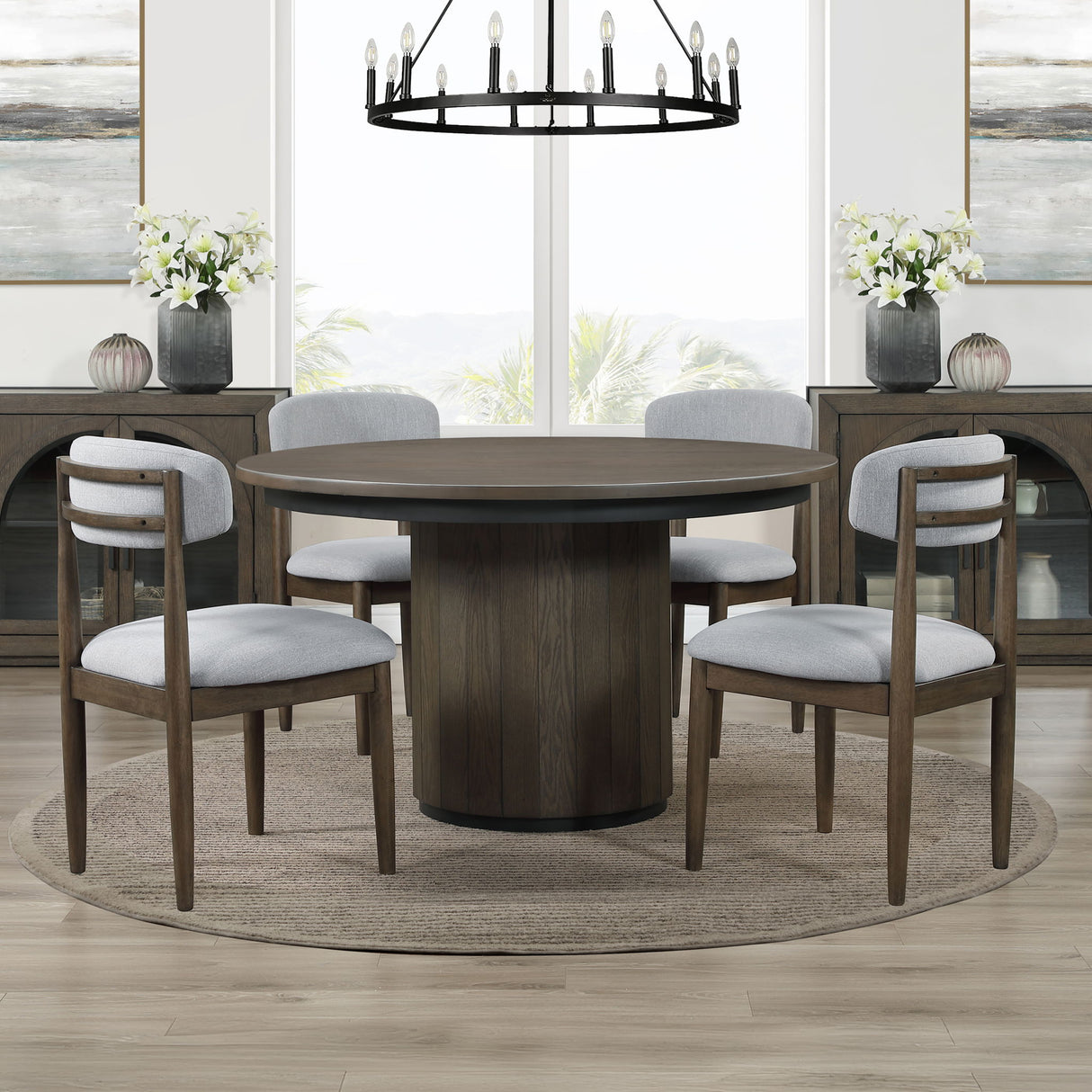 Burlington - Round 5 Piece Dining Set - Brown