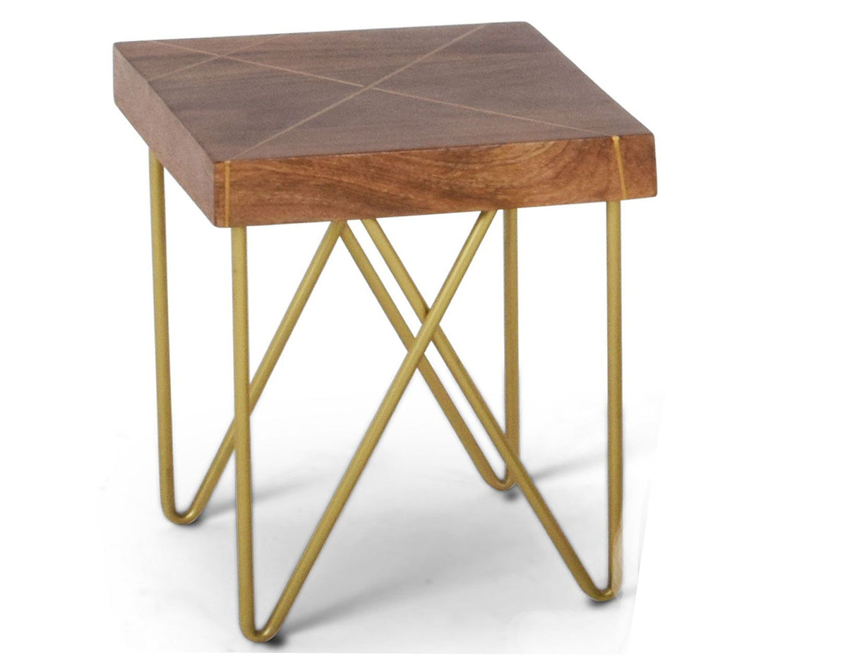 Walter - Brass Inlay End Table - Brown