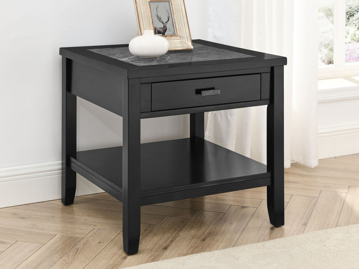 Garvine - Sintered Stone End Table - Black