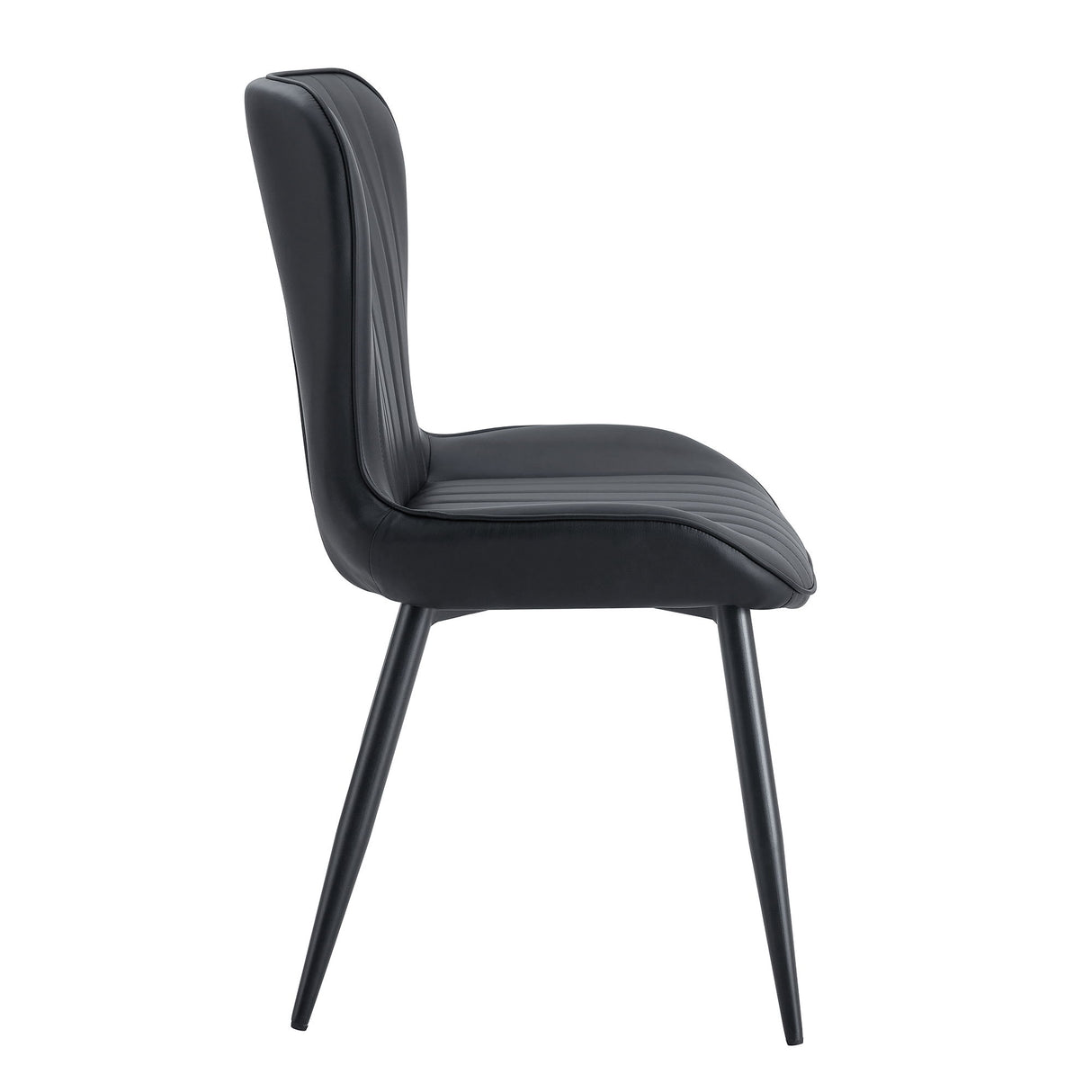 Minimalist Ergonomic Dining Chair (Set of 4) With Curved Cushions And Metal Frame - Black