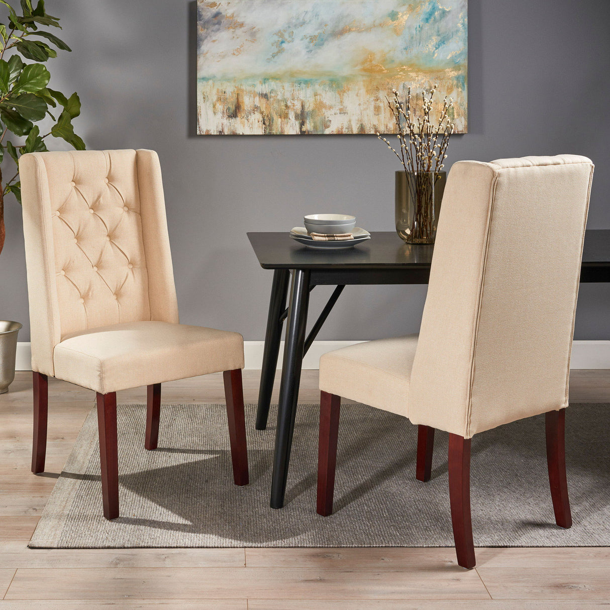 Sophisticated Tufted Dining Chair With High Back Design