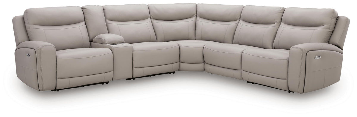 Gravier - 6-Piece Power Reclining Sectional With Storage Console - Gray