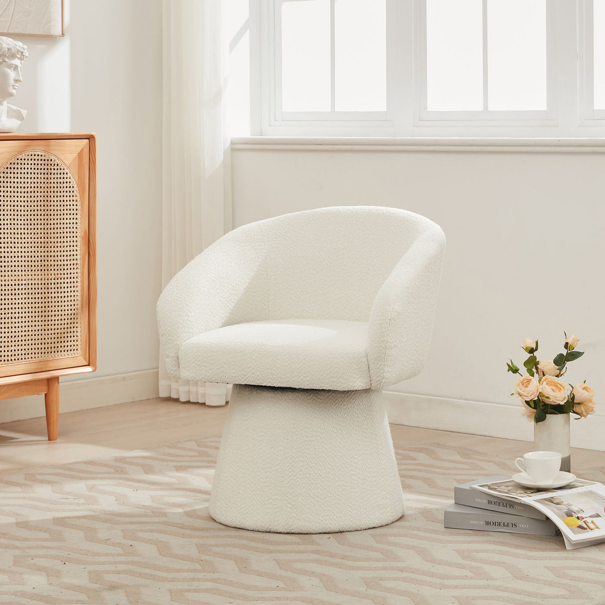 Modern Swivel Accent Chair With Ergonomic Barrel Design