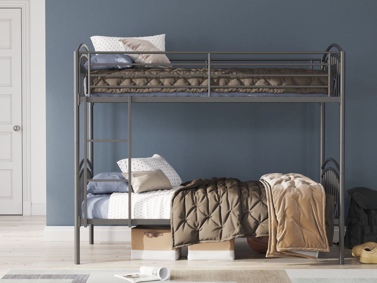 Lanceburg - Twin/Twin Bunk Bed With Ladder - Gray