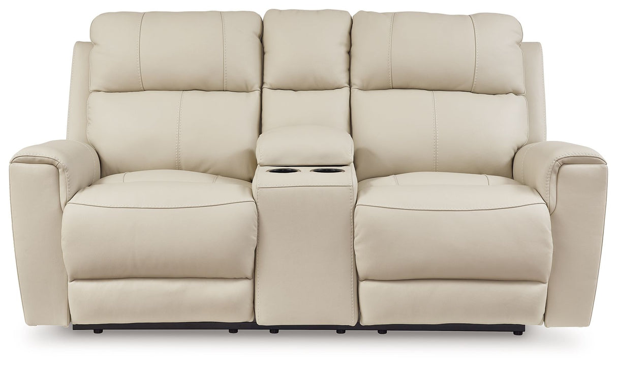 Dahlmoore - Dbl Power Reclining Loveseat With Console - Almond