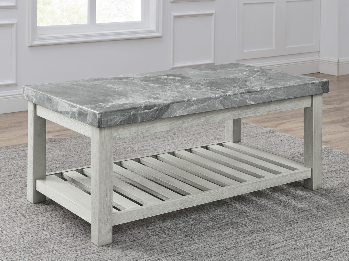 Canova - 3 Piece Gray Marble Table Set - White