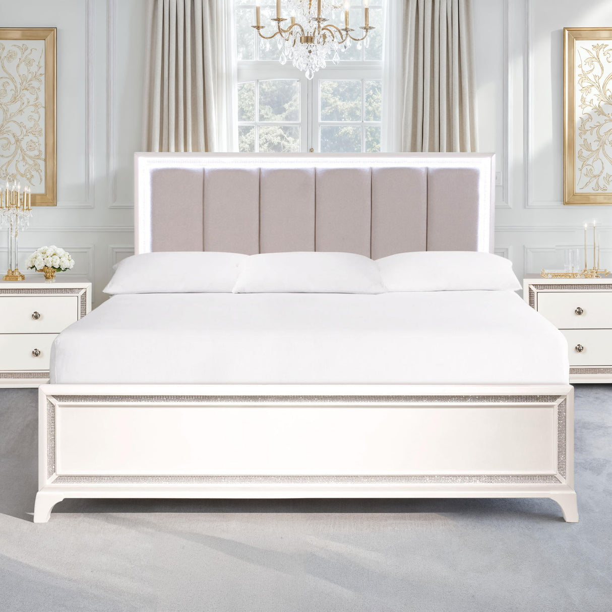 Cassie - King Bed - Off-White