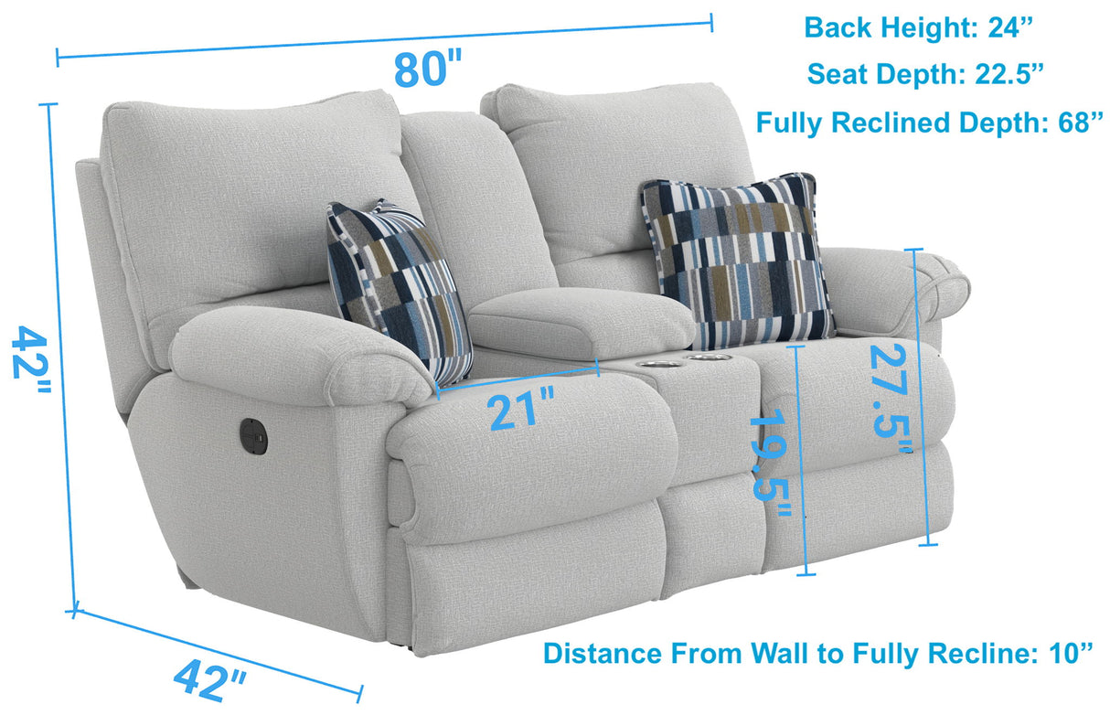 Lenny - Power Lay Flat Reclining Console Loveseat