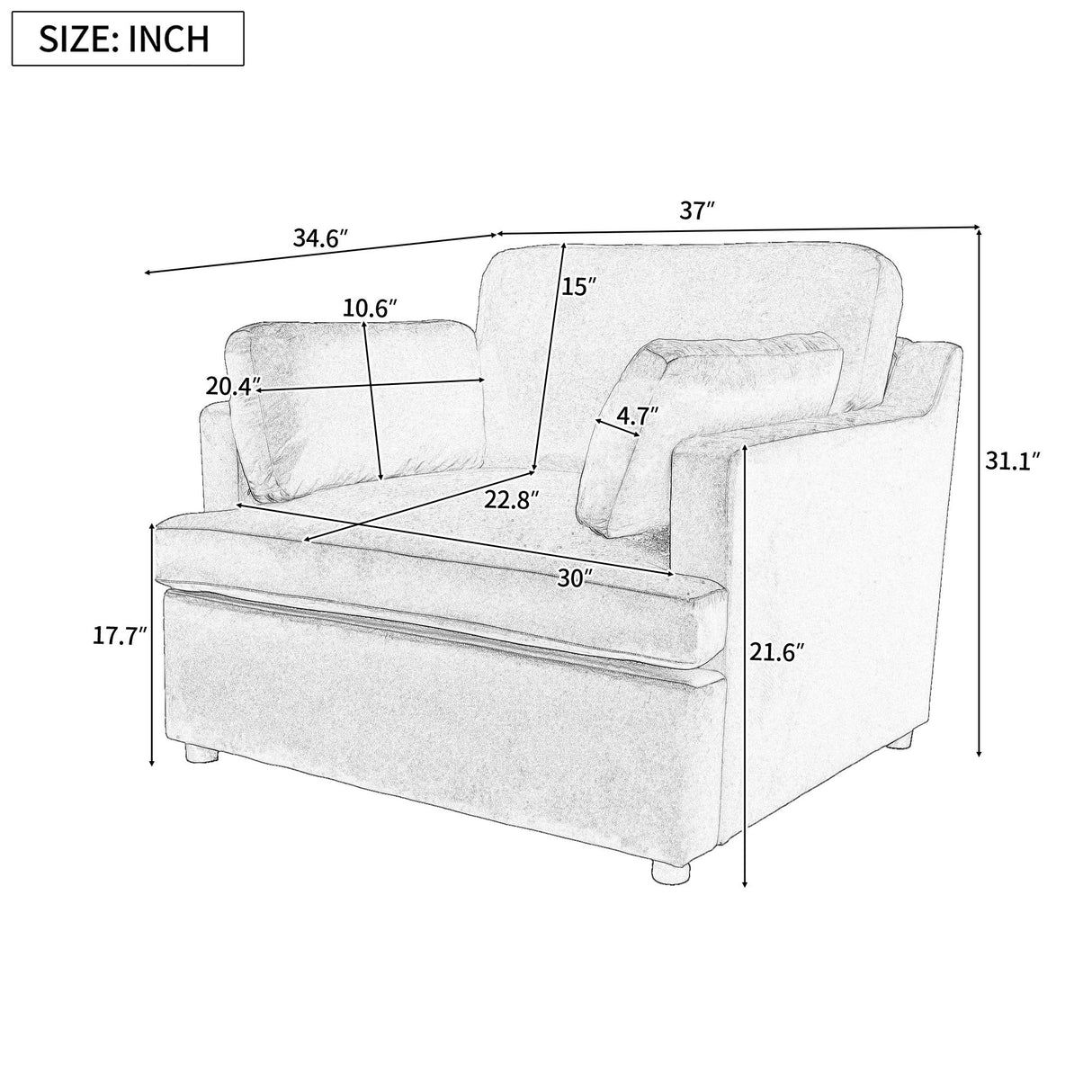 Oversized Accent Chair Comfortable Armrest Cushions, Versatile Neutral Style, Elegant Design, Durable Frame