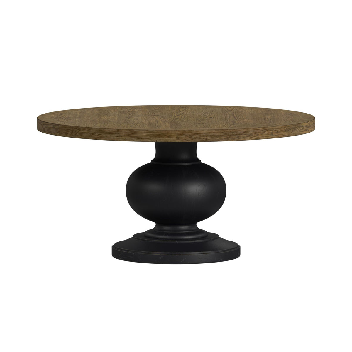 Heritage - 5 Piece Standard Height Dining Set (Round Table And Four Oak Brown Chairs) - Oak Brown And Black