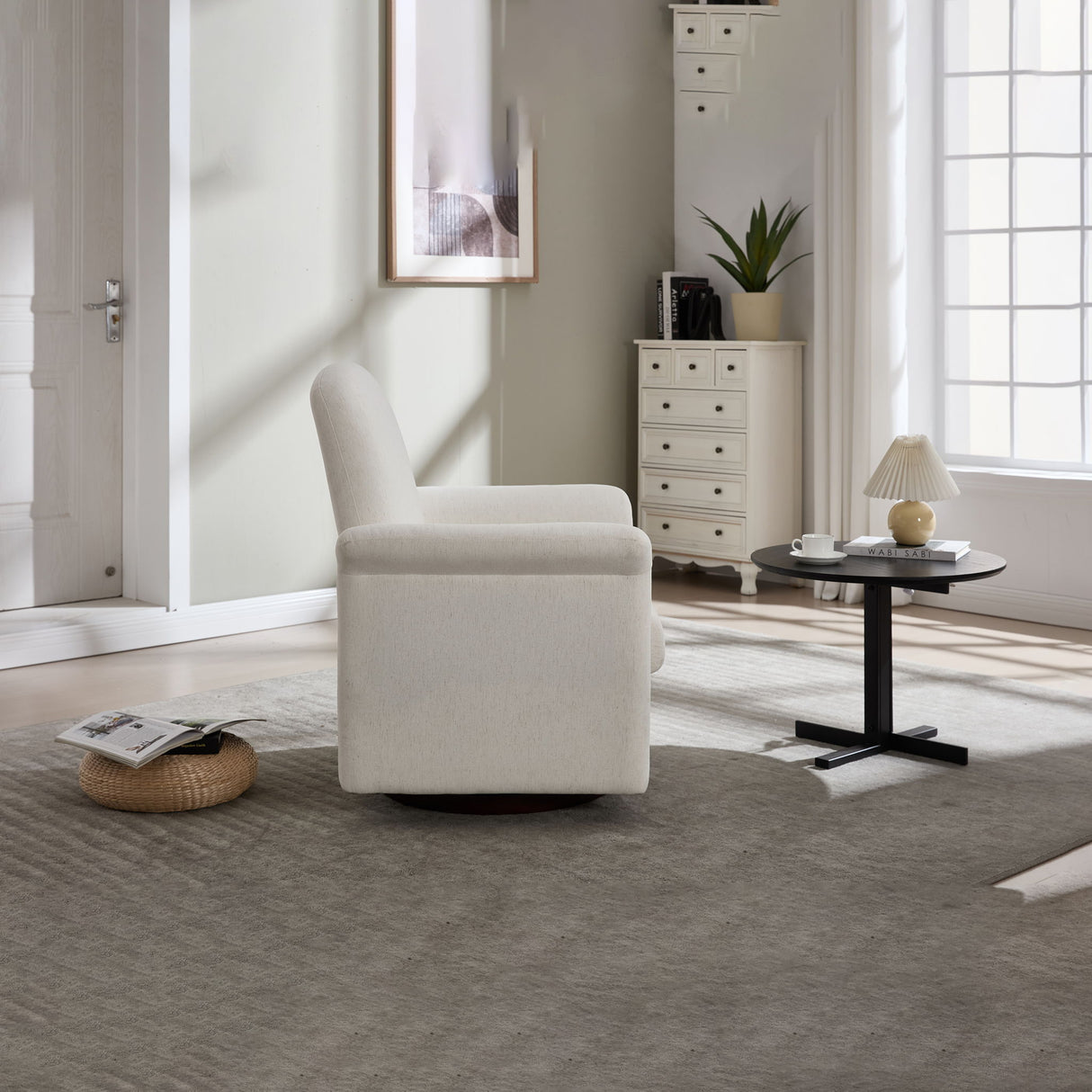 Modern Swivel Barrel Accent Chair With Base