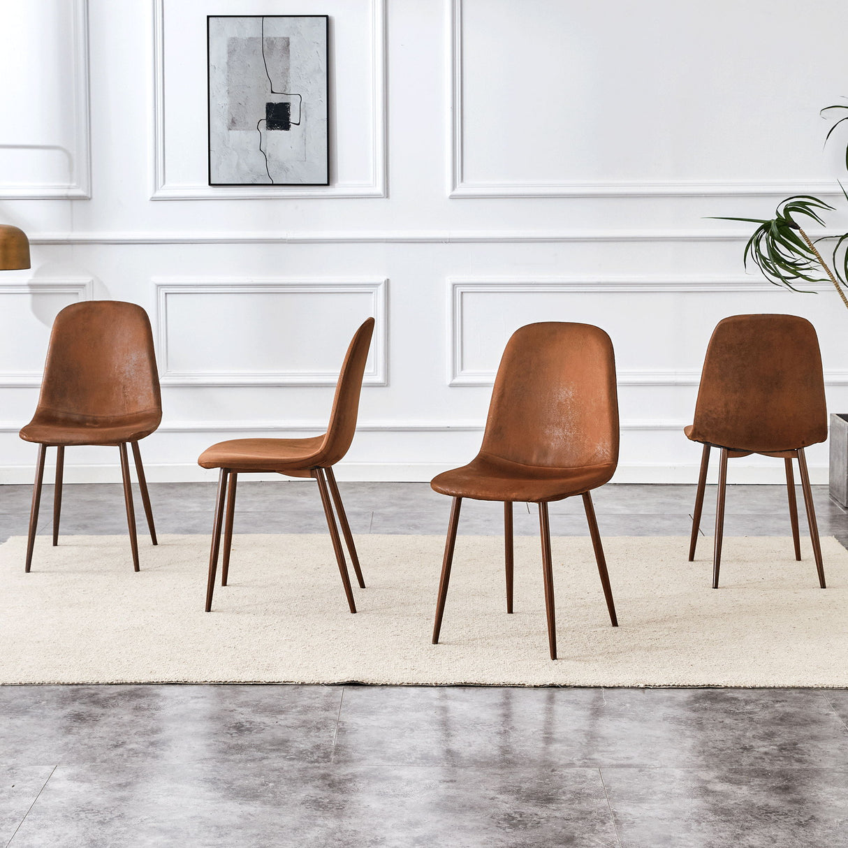 (Set of 4) Backrest AndTransfer Legs Chairs Adding A Touch Of Elegance To Minimalist And Scandinavian Style Homes - Walnut
