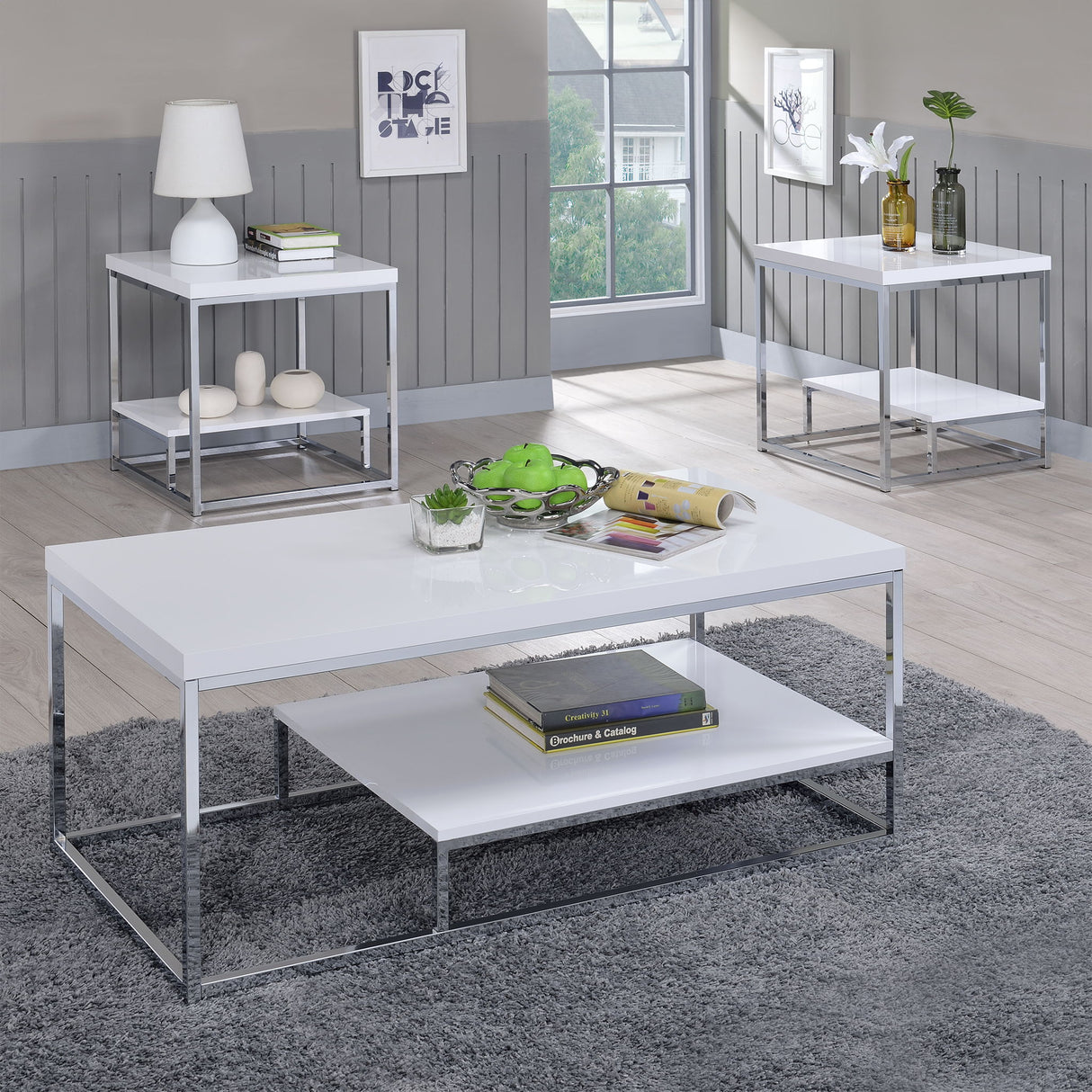 Lucia - 3 Piece Table Set - White
