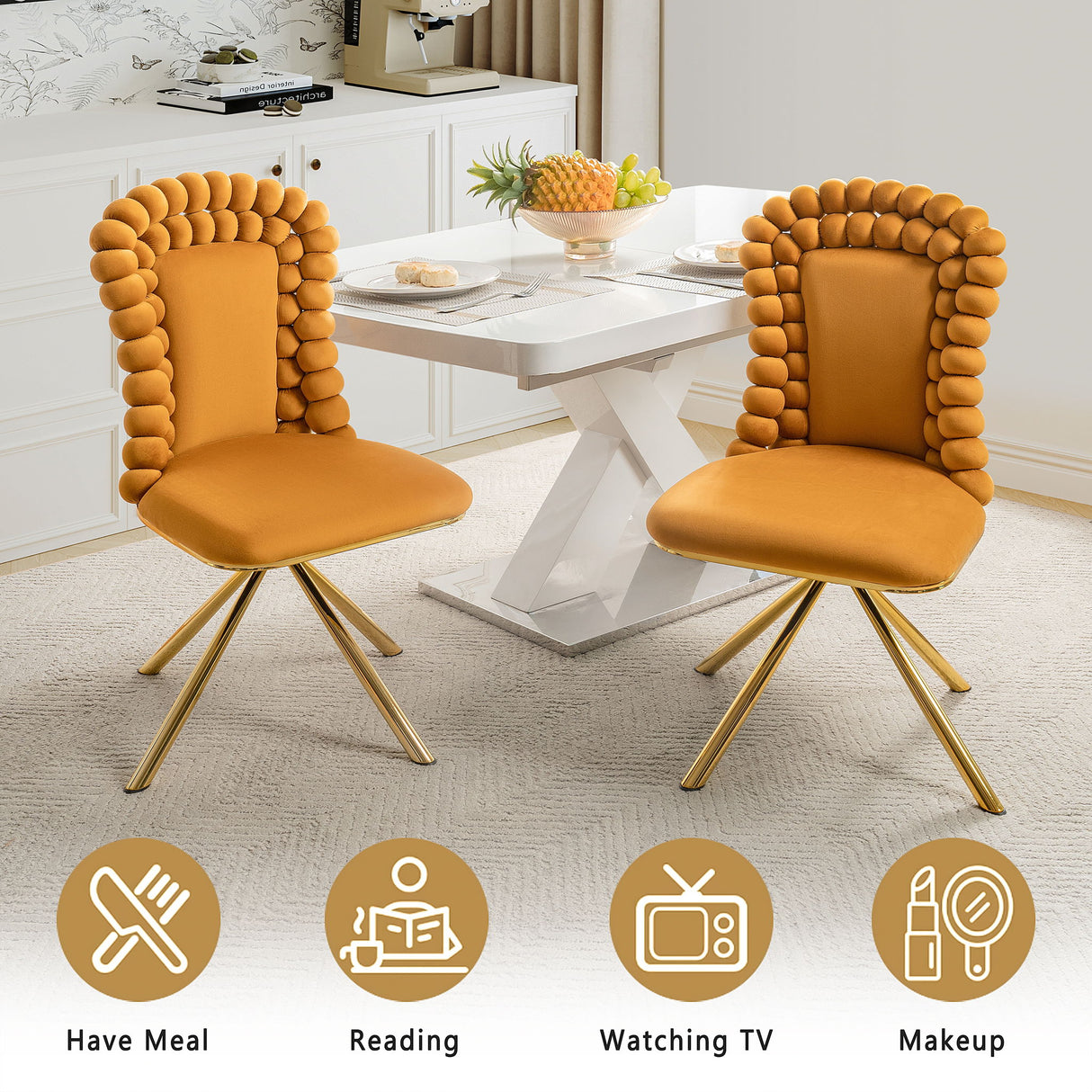 Upholstered Swivel Dining Chairs (Set of 2)