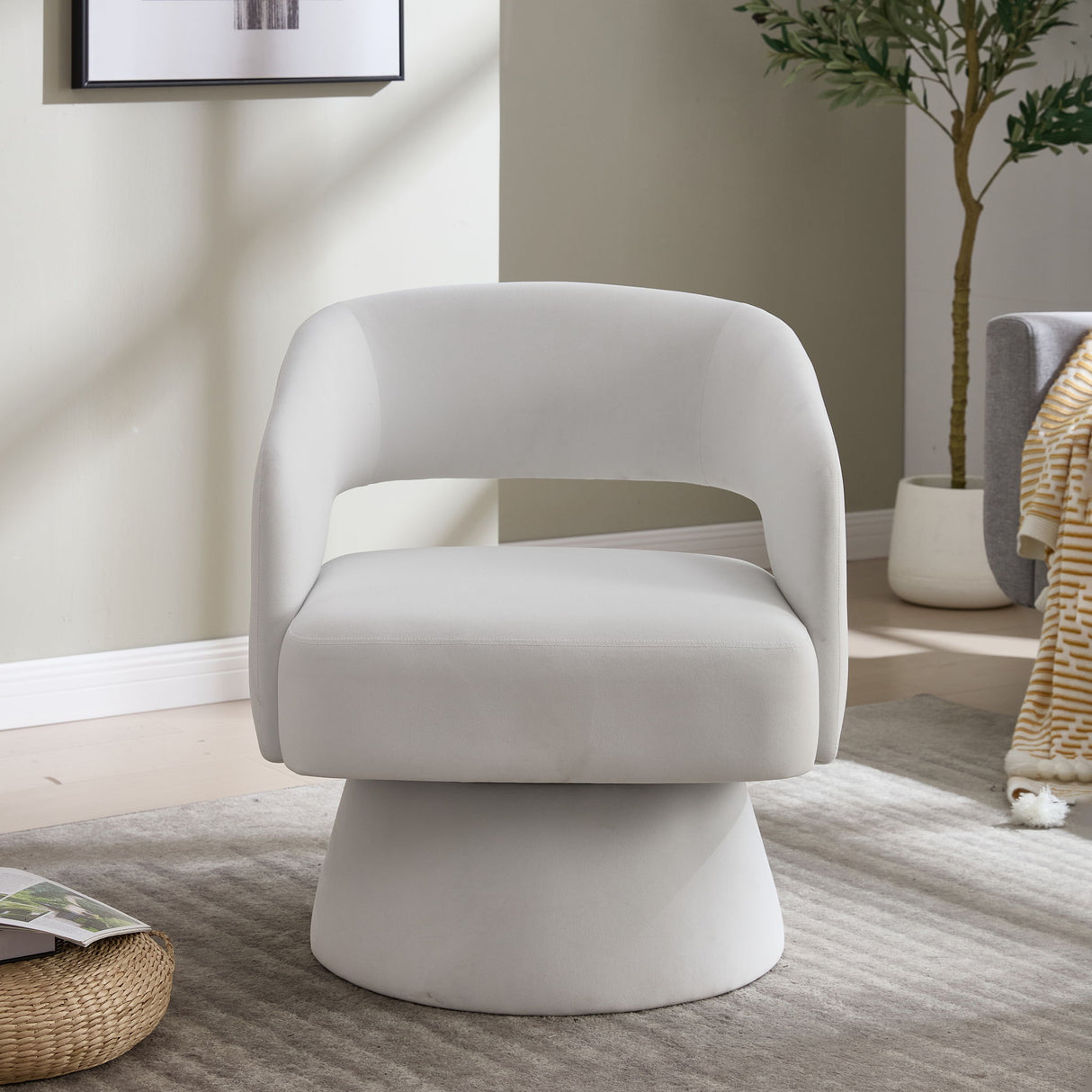 Swivel Barrel Chair With 360 Degree Rotation