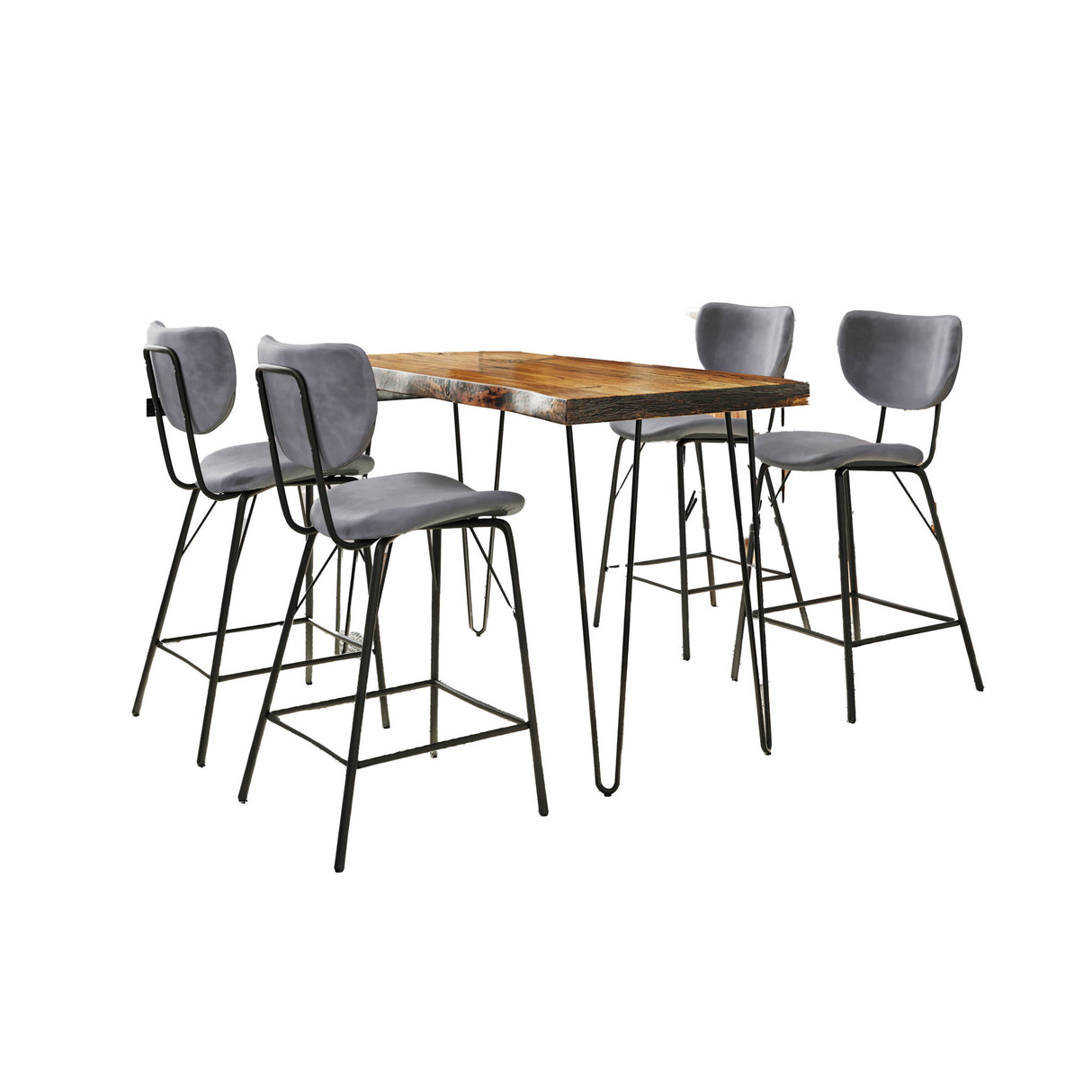 Nature's Edge - 5 Piece Counter Set With Modern Barstools - Chestnut
