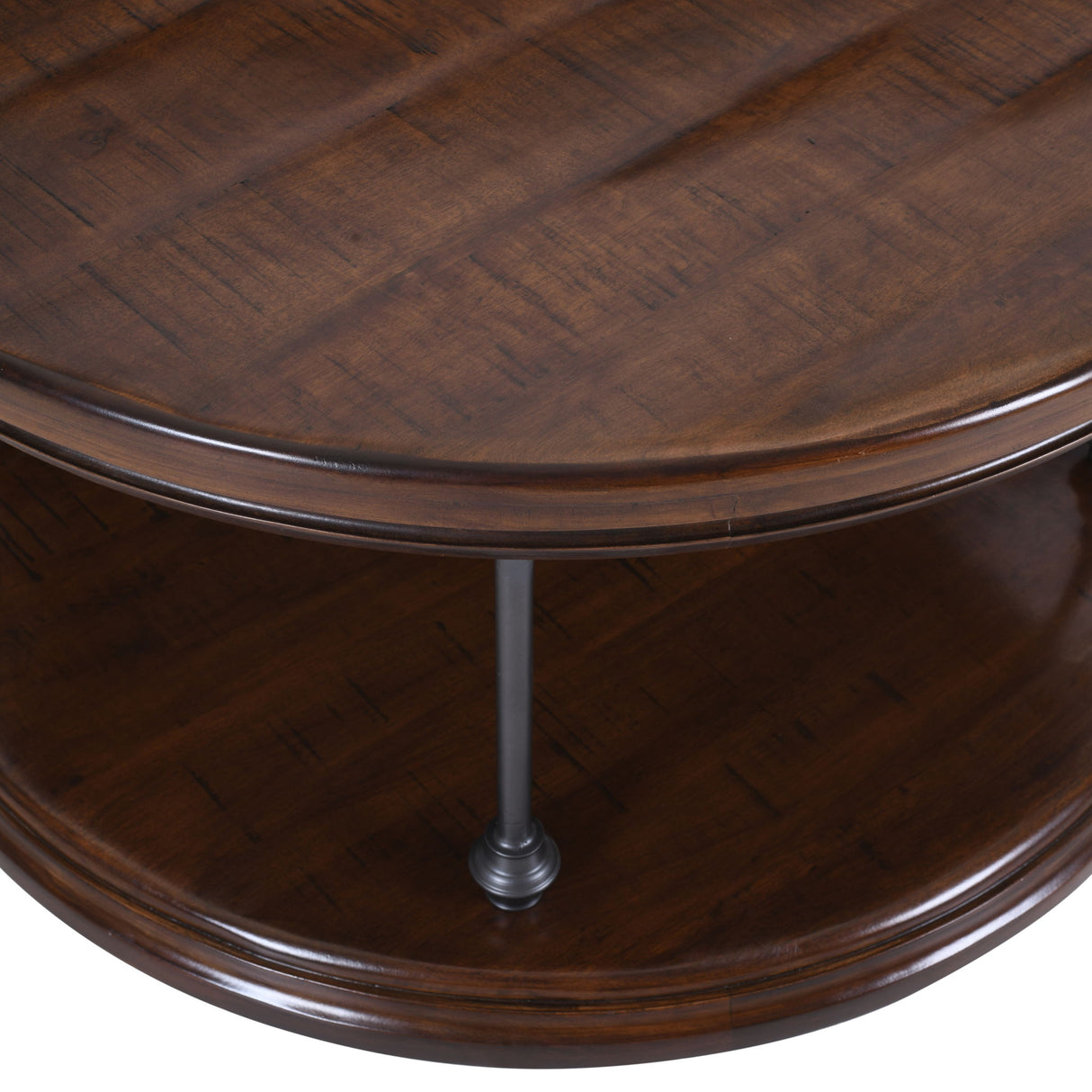 Larson - Round Cocktail Table - Distressed Brown