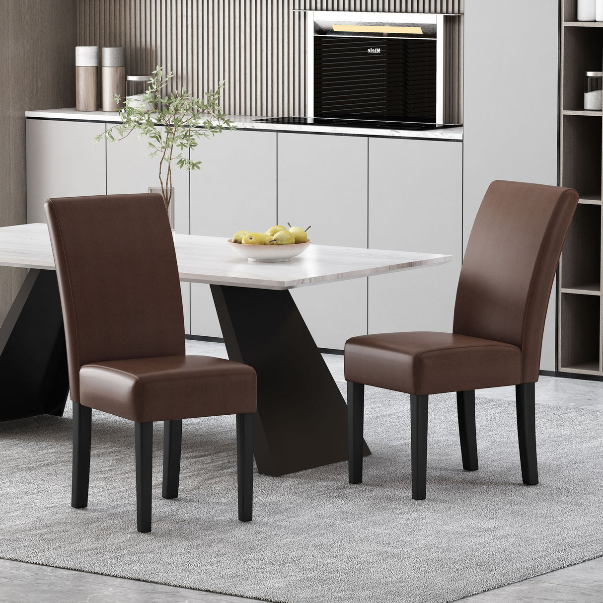 Contemporary Dining Chair With Rubberwood Legs (Set of 2)