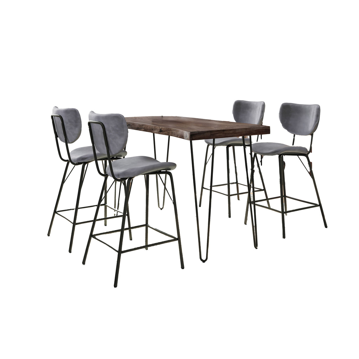 Nature's Edge - 5 Piece Counter Set With Modern Barstools - Slate