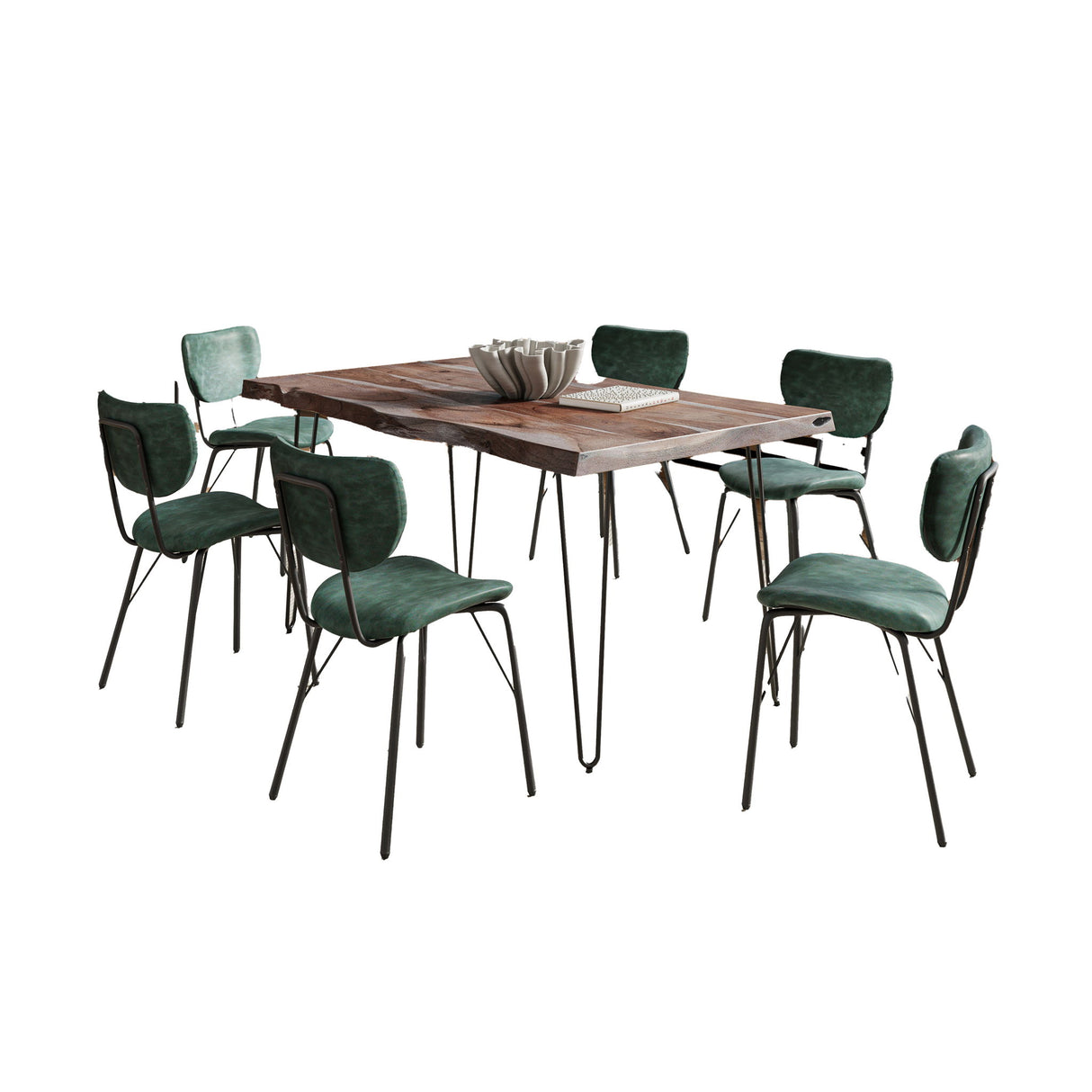 Nature's Edge - 7 Piece Upholstered Dining Set - Slate