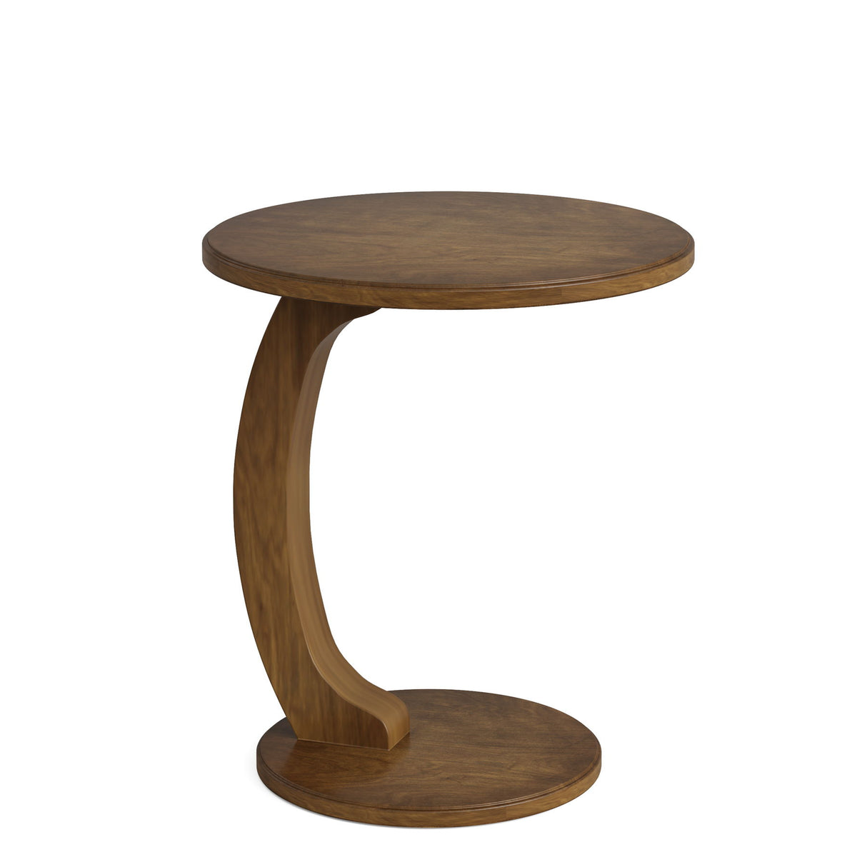 C-Shaped Round End Table - Brown