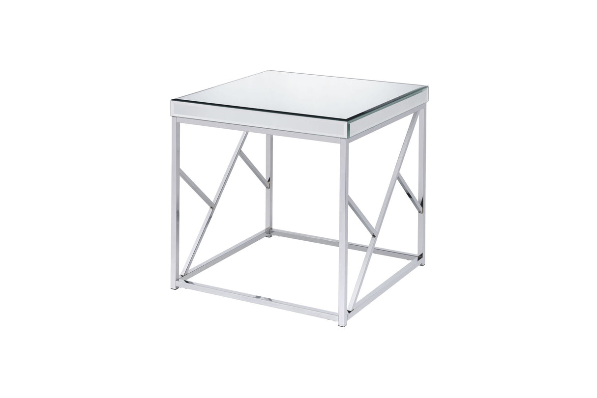 Evelyn - Mirror Top End Table - Silver