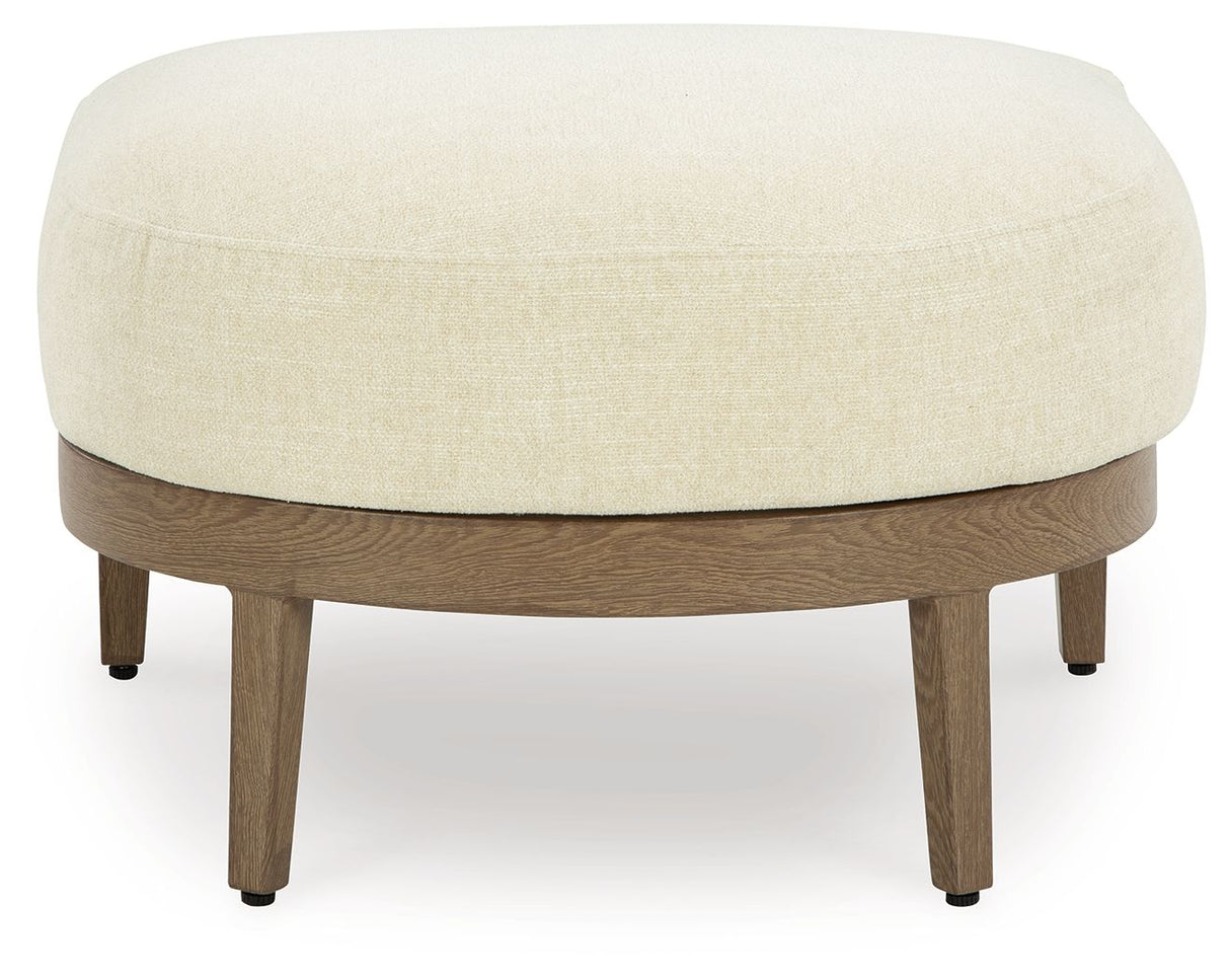 Serene Bay - Ottoman With Cushion - Dark Brown / White