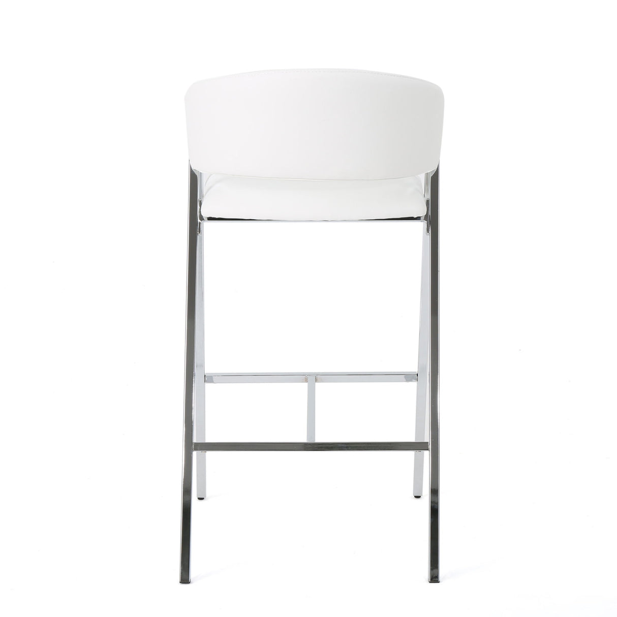 Modern Bar Stools With Low Back And Arms And Durable Metal Frame (Set of 2) - Ivory